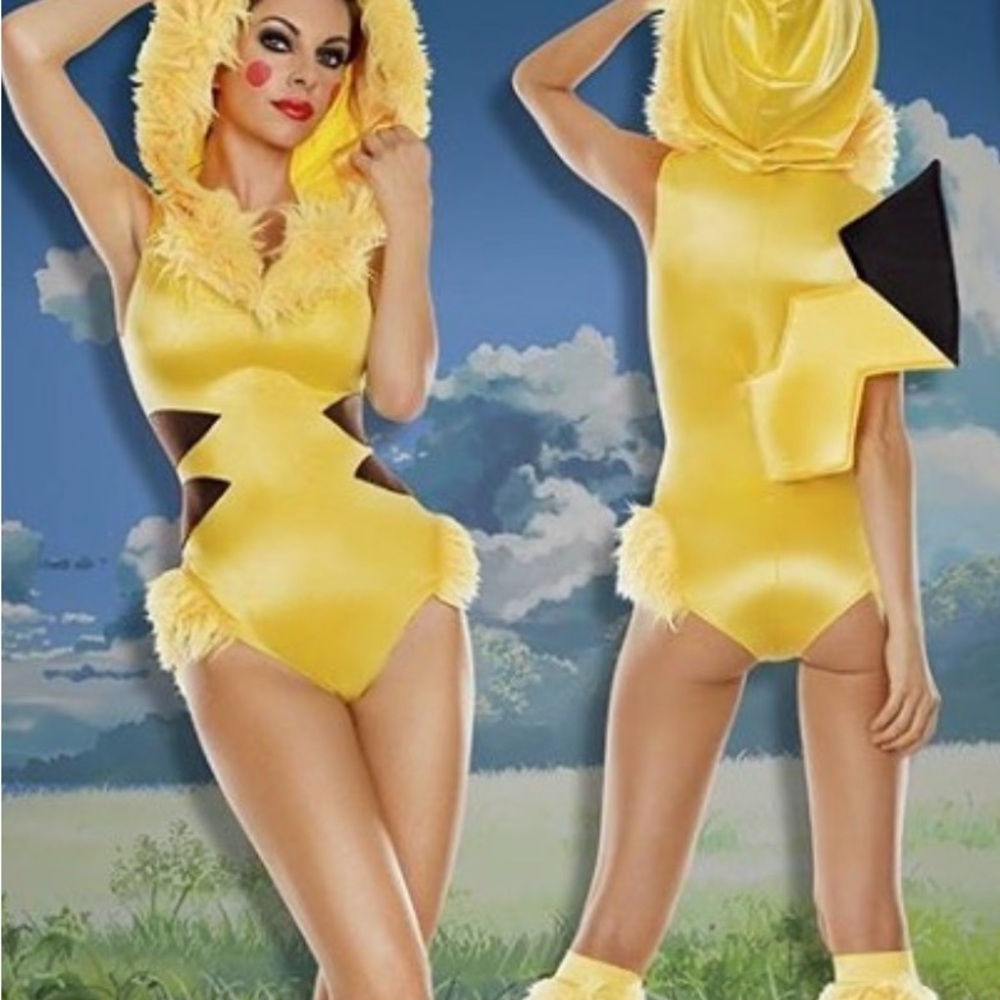 Yellow hooded pikachu romper Costume